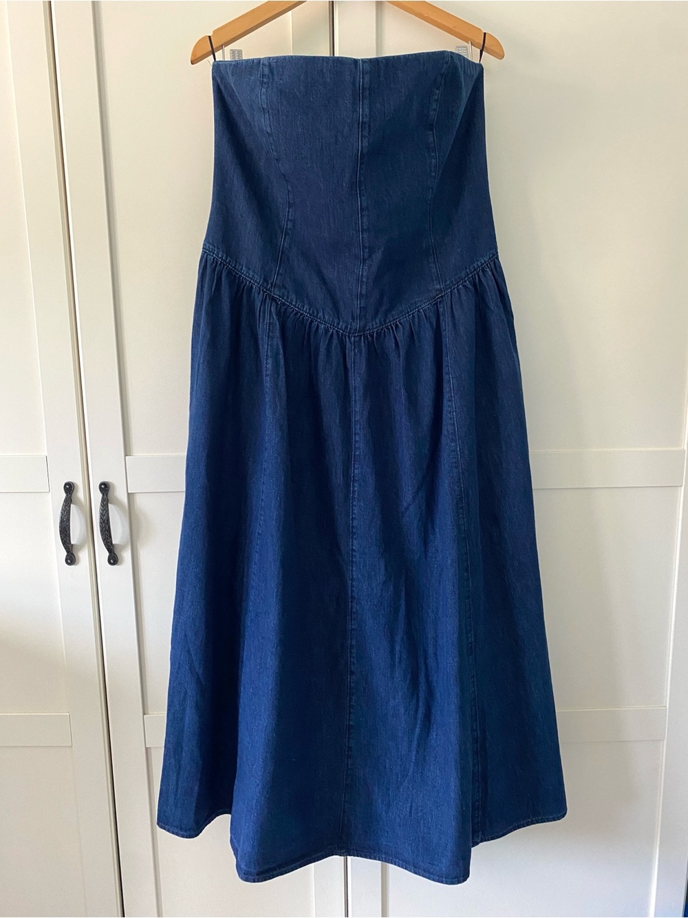 NWT Zara Strapless Dark Wash Denim MIDI Dress | Quiet Luxury Modern Chic  XXL - Picture 5 of 15